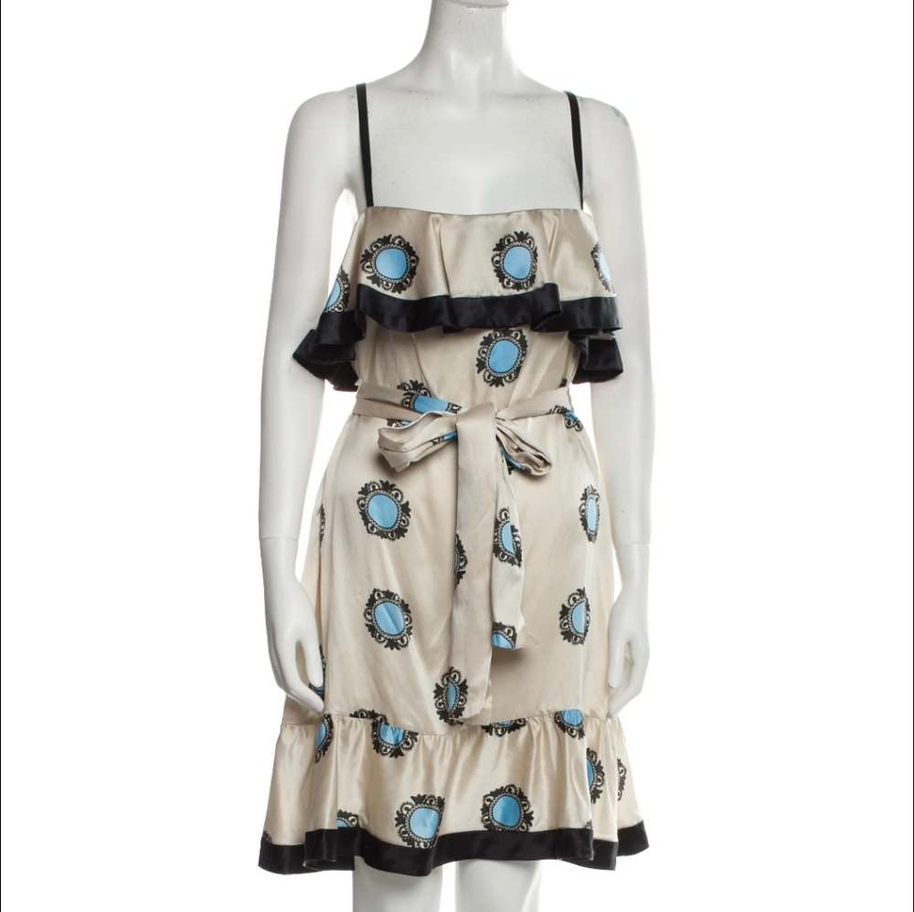 French Connection Silk Cream Ruffled Tiered Sundress